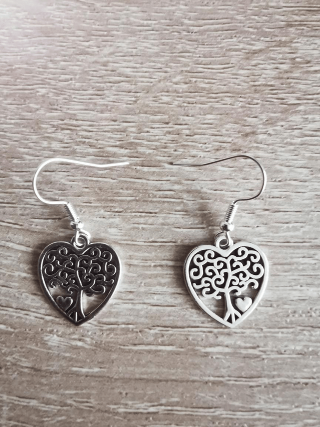 Boucles arbre de vie cœur 