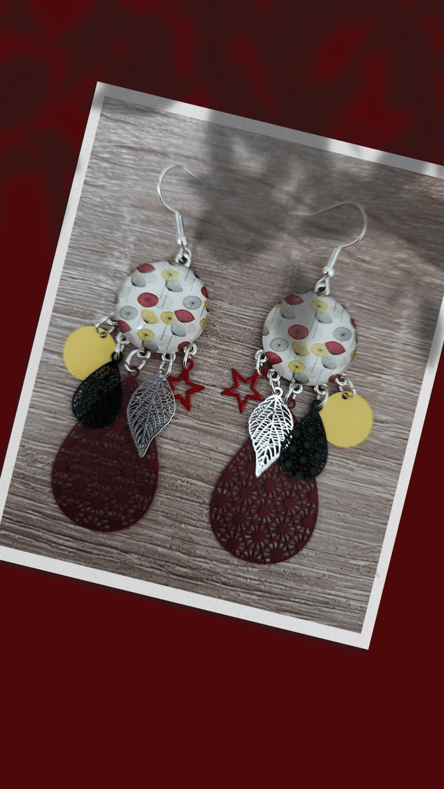 Boucles cabochon motif 205
