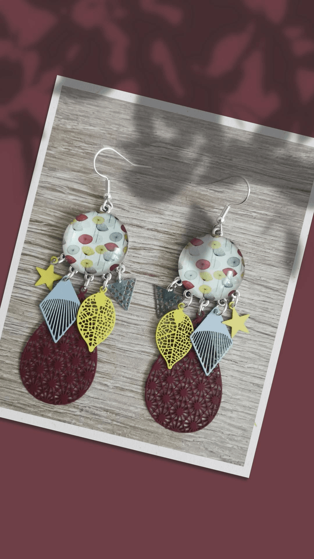 Boucles cabochon motifs réf 151