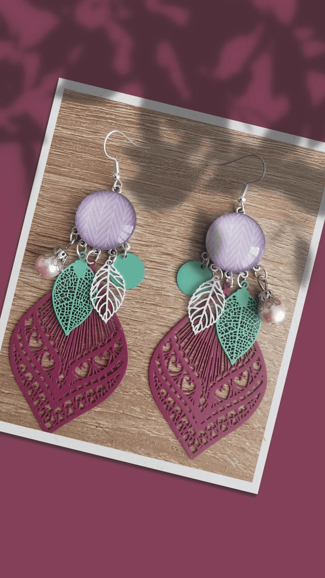 Boucles cabochon motif réf 115