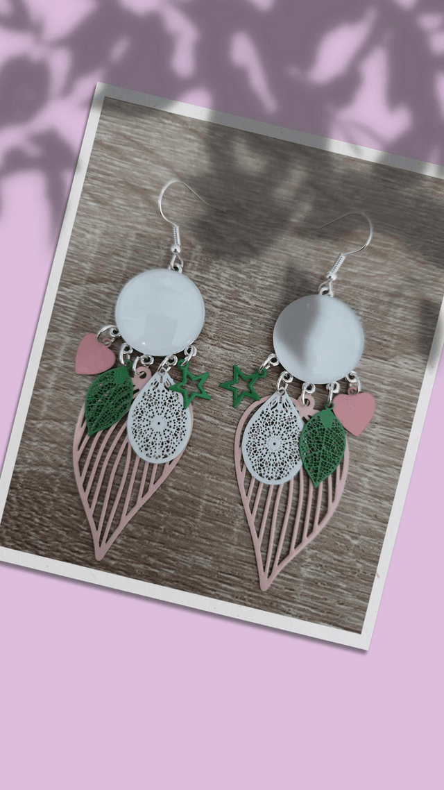 Boucles cabochon blanc 278