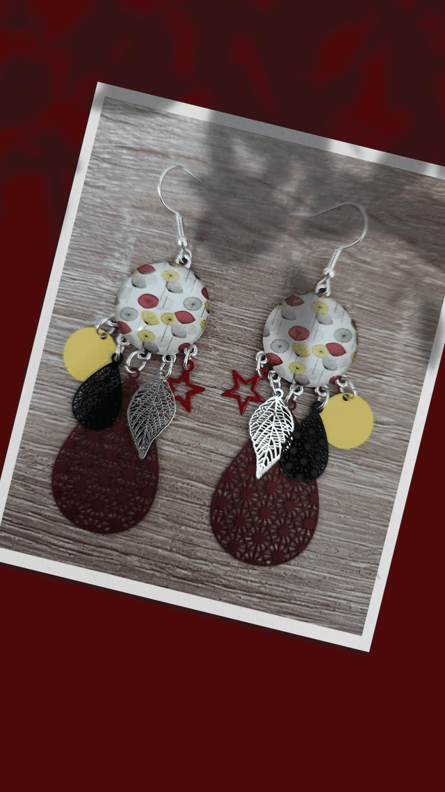 Boucles cabochon motif 205