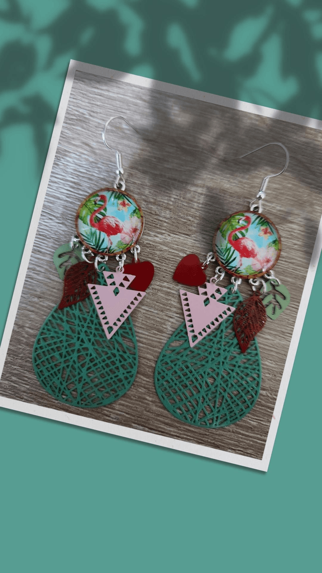Boucles cabochon motif 142