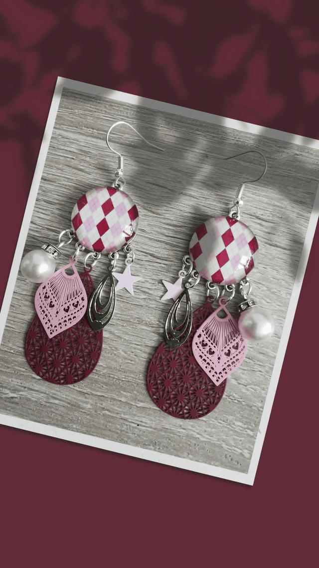 Boucles cabochon motifs réf 189